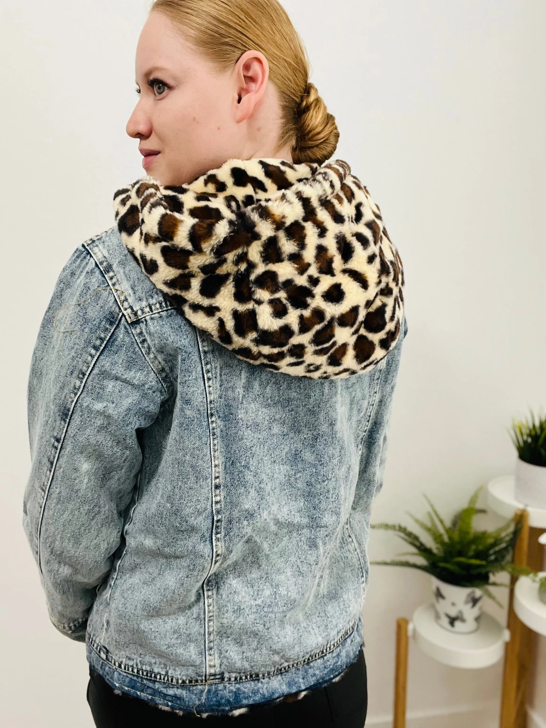 Sweet Denim Jacket (Leopard Print)