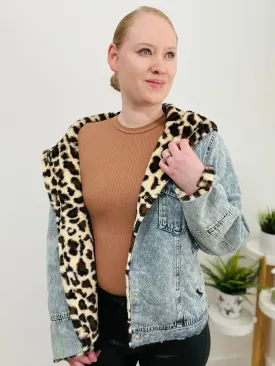 Sweet Denim Jacket (Leopard Print)