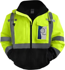 TCCFCCT Reflective Jacket, Waterproof Hi Vis Jackets for Men Security, Class 3 High Visibility Safety Jackets for Men Work, Warm Winter Bomber Work Jackets for Men with Black Bottom, J-Yellow XXL