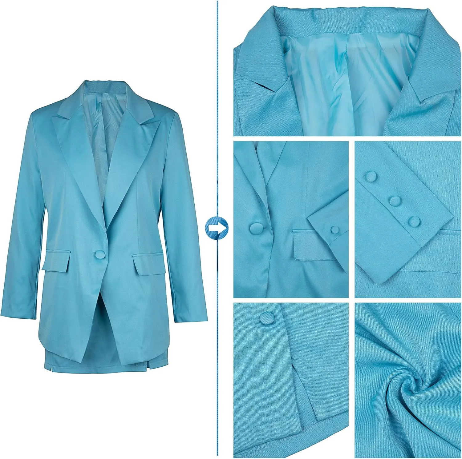Tcremisa Women's 2 Piece Outfits Long Sleeve Lapel Blazer and Slit Mini Skirt Suit Set Office Business Suits