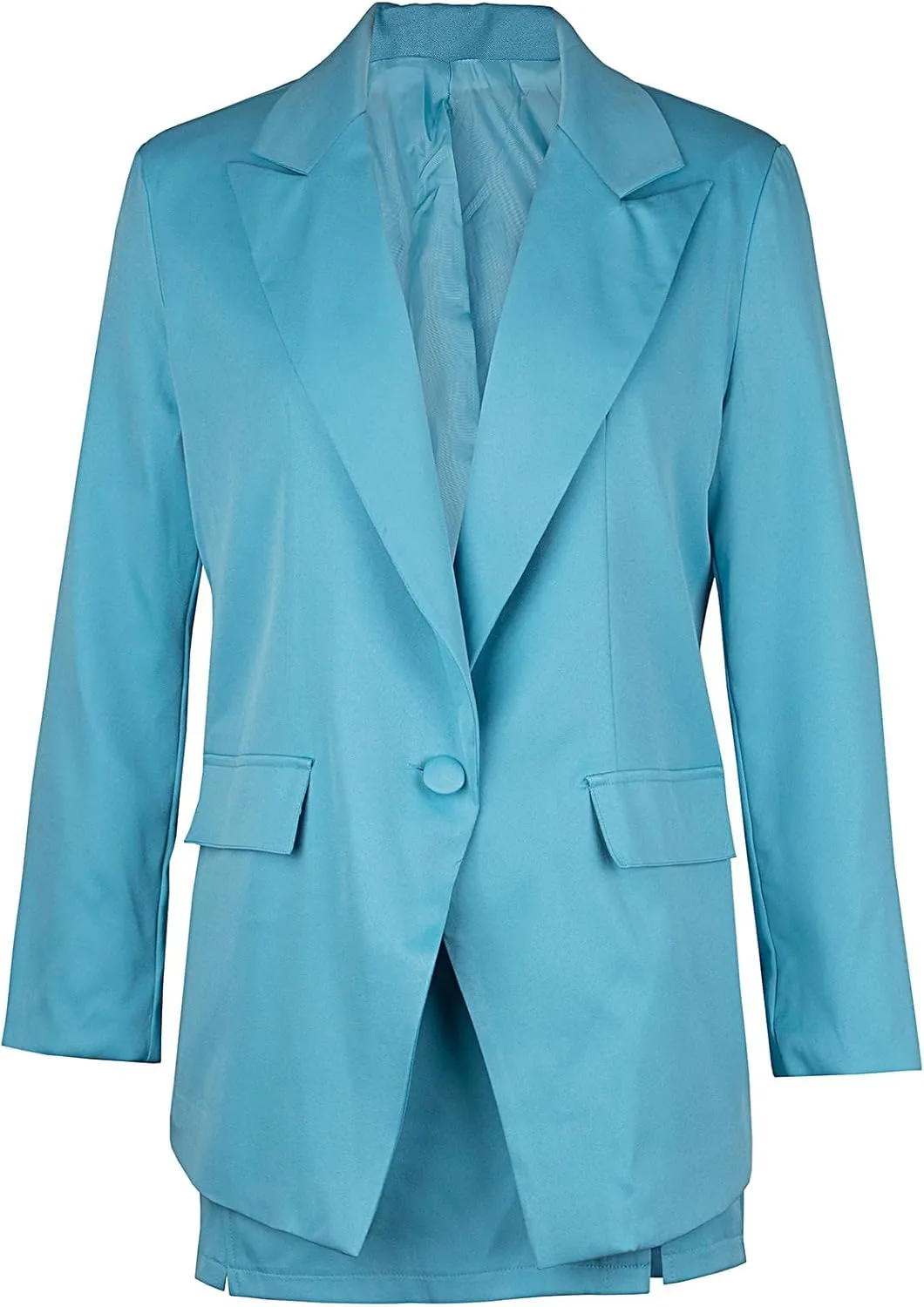 Tcremisa Women's 2 Piece Outfits Long Sleeve Lapel Blazer and Slit Mini Skirt Suit Set Office Business Suits