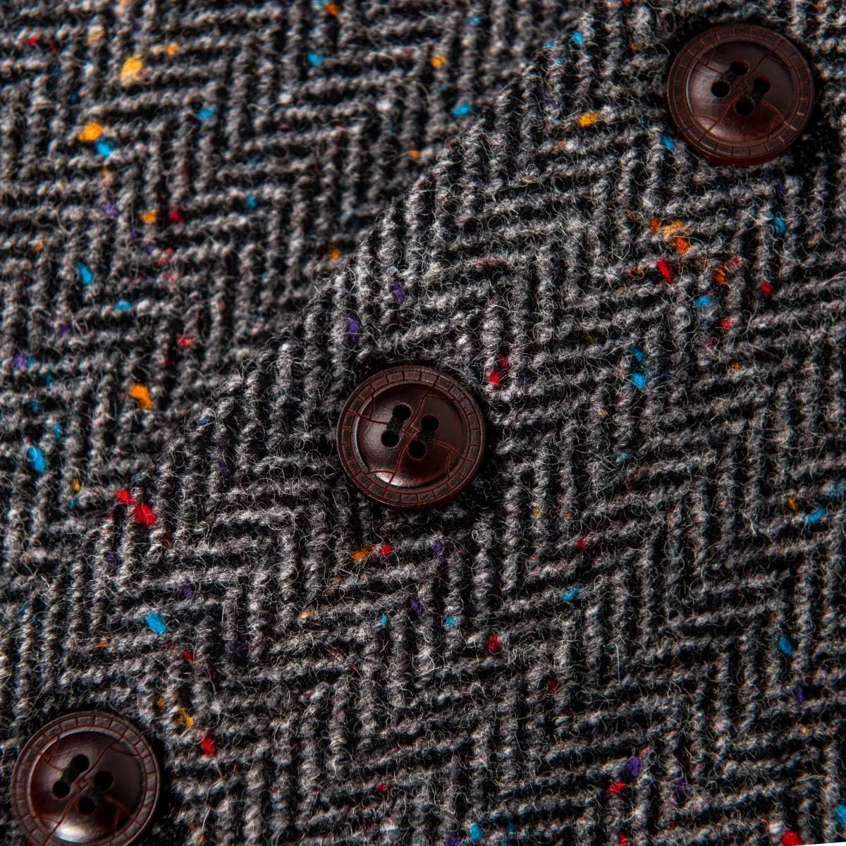 VOBOOM Men's Slim Fit Herringbone Tweed Suits Vest Premium Wool Blend Waistcoat