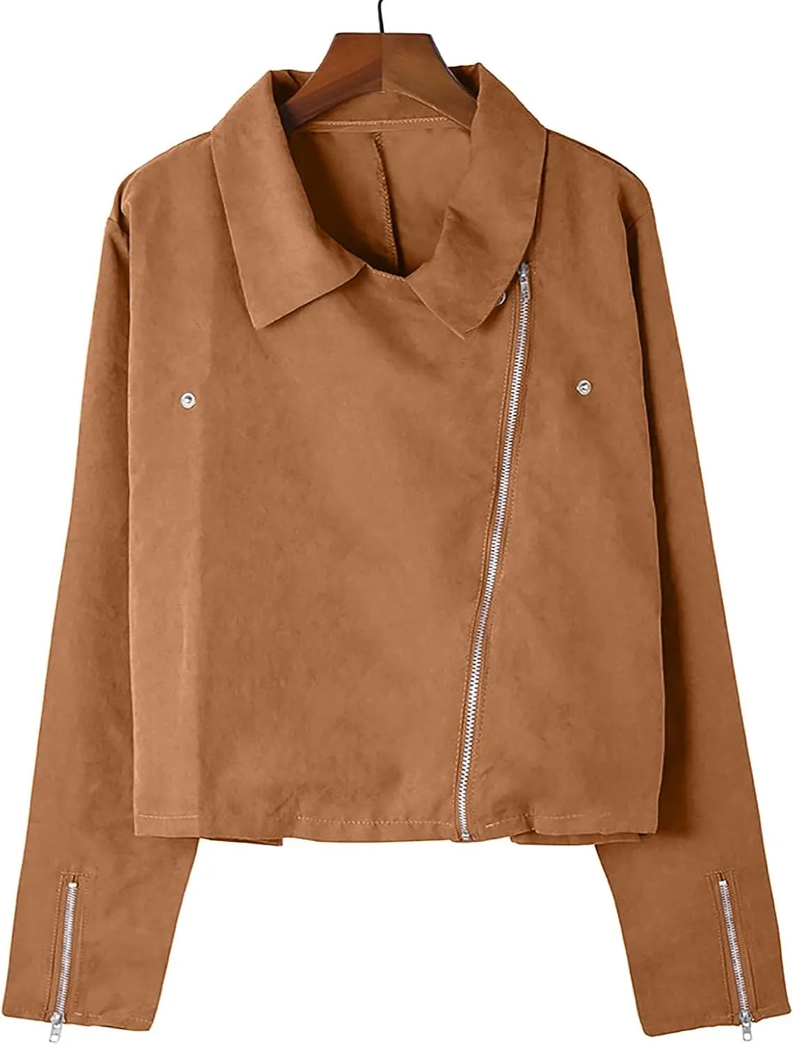 Womens Leather Jacket 2023 Fashion Faux Suede Biker Jackets Fall Zip Up Pu Motorcycle Slim Fit Coats with Pockets