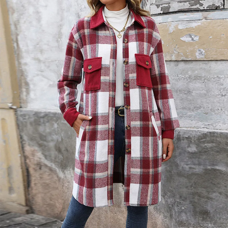 Women's Plaid Long Coat
