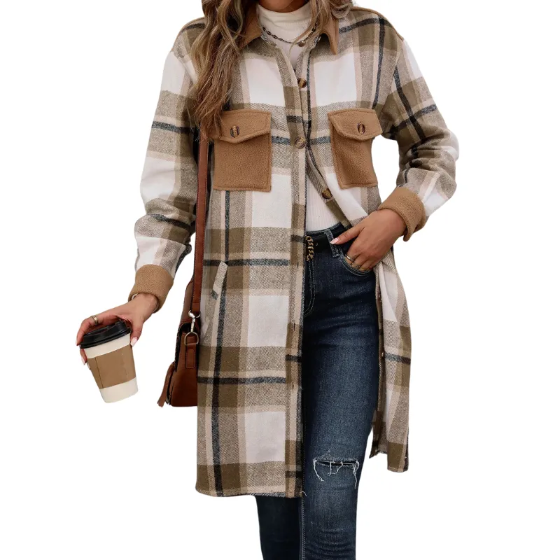 Women's Plaid Long Coat
