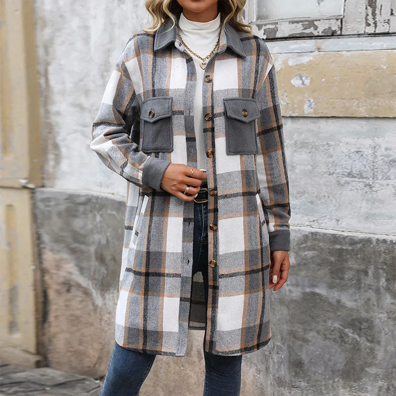 Women's Plaid Long Coat
