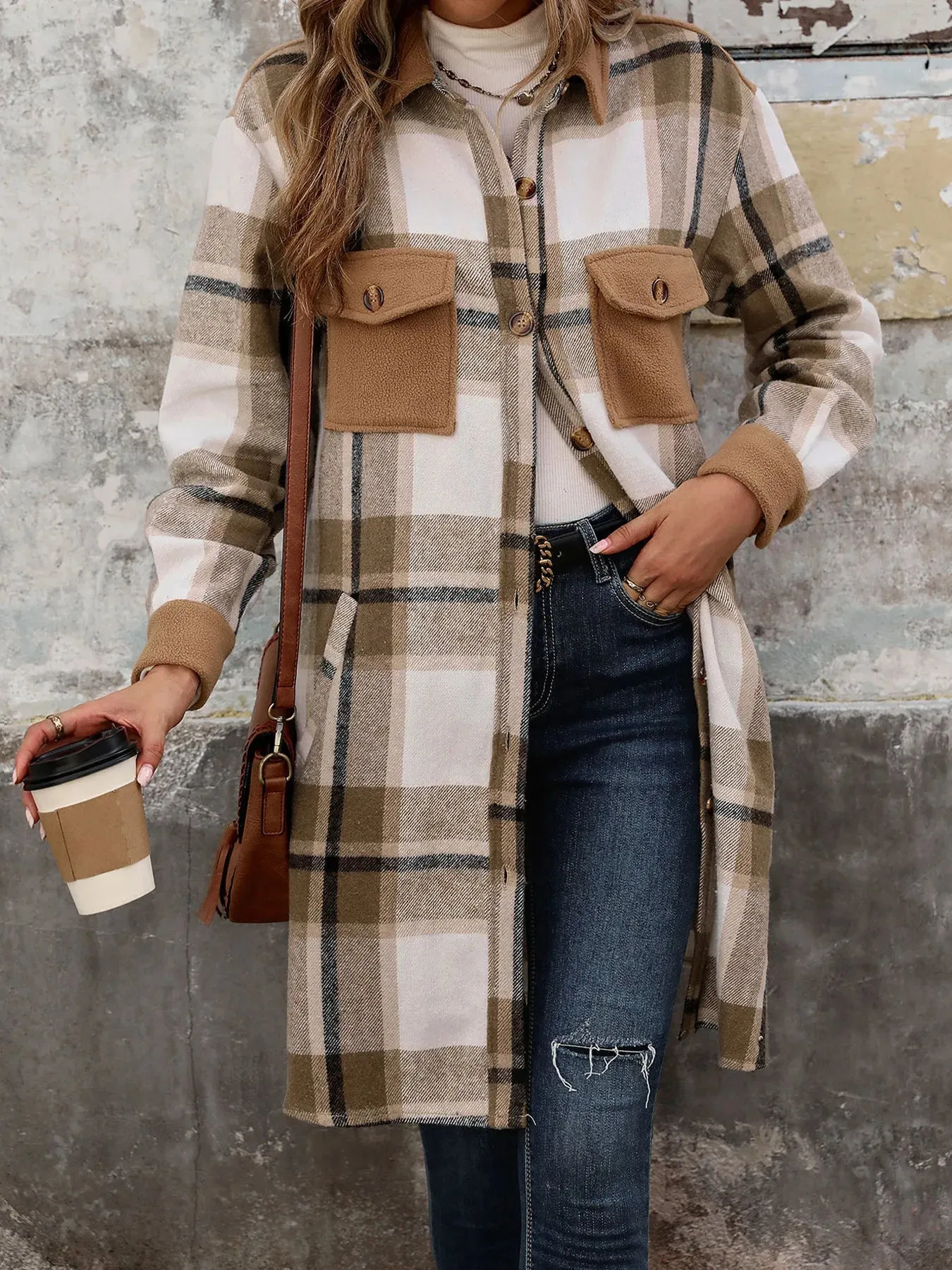 Women's Plaid Long Coat