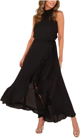 Women's Sleeveless Dress Halter Neck Tank Dresses Summer Sexy Elegant Drawstring A Line Sundress Beach Party Dress