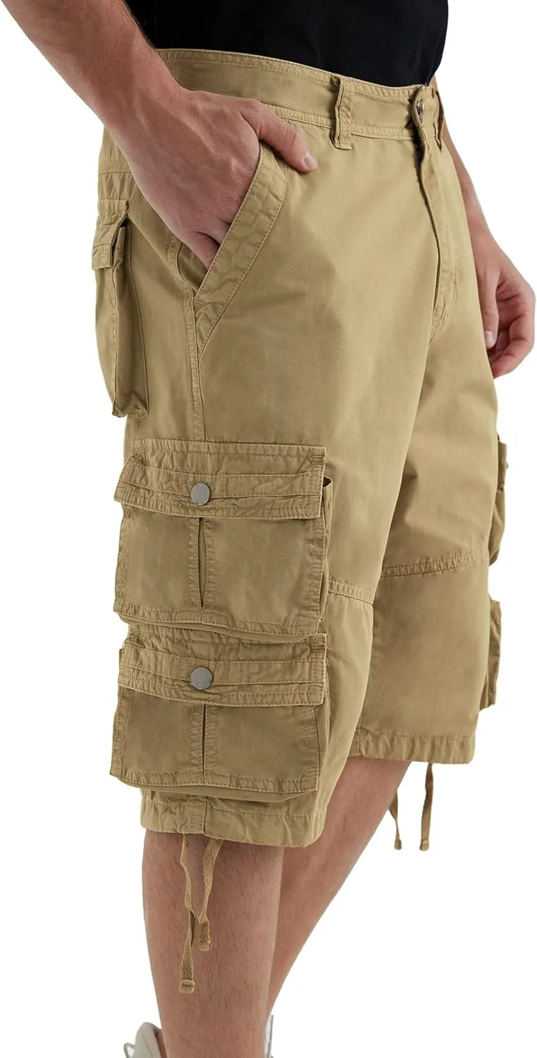 YGREYG Mens Cargo Shorts Long Capri Below The Knee Shorts 3/4 Relaxed Fit Long Shorts with Pockets