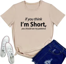 YITAN Womens I'm Short Graphic Tees Cute Summer T-Shirts